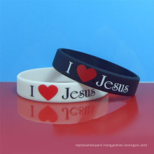 I Love Jesus silicone bracelets silk screen printing silicone wristbands